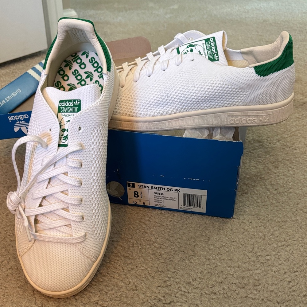 Adidas Stan Smith Primeknit White Green Sneakers - Casual and Cool